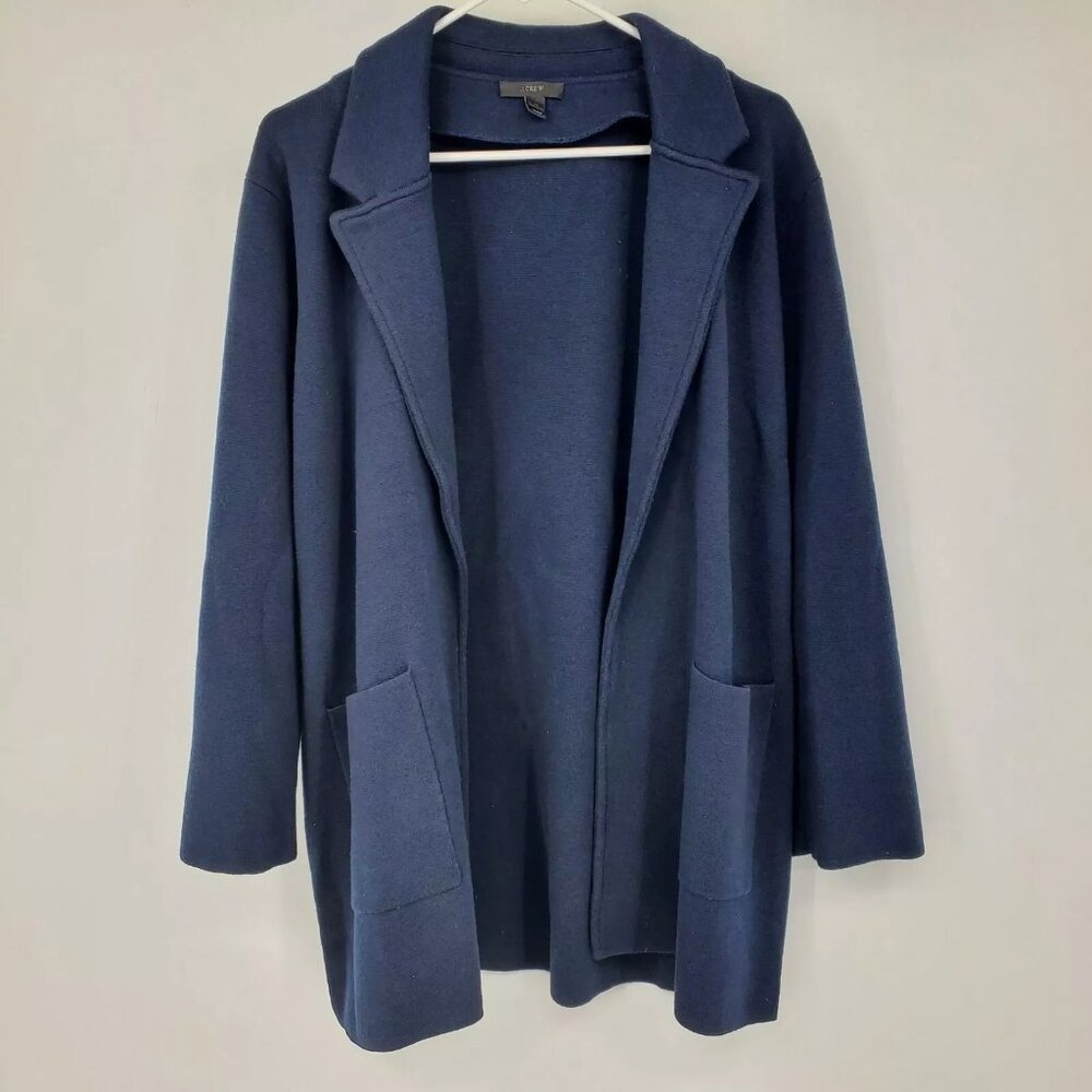 J. Crew Sophie Women's Open Front Relaxed Fit Navy Blue Sweater